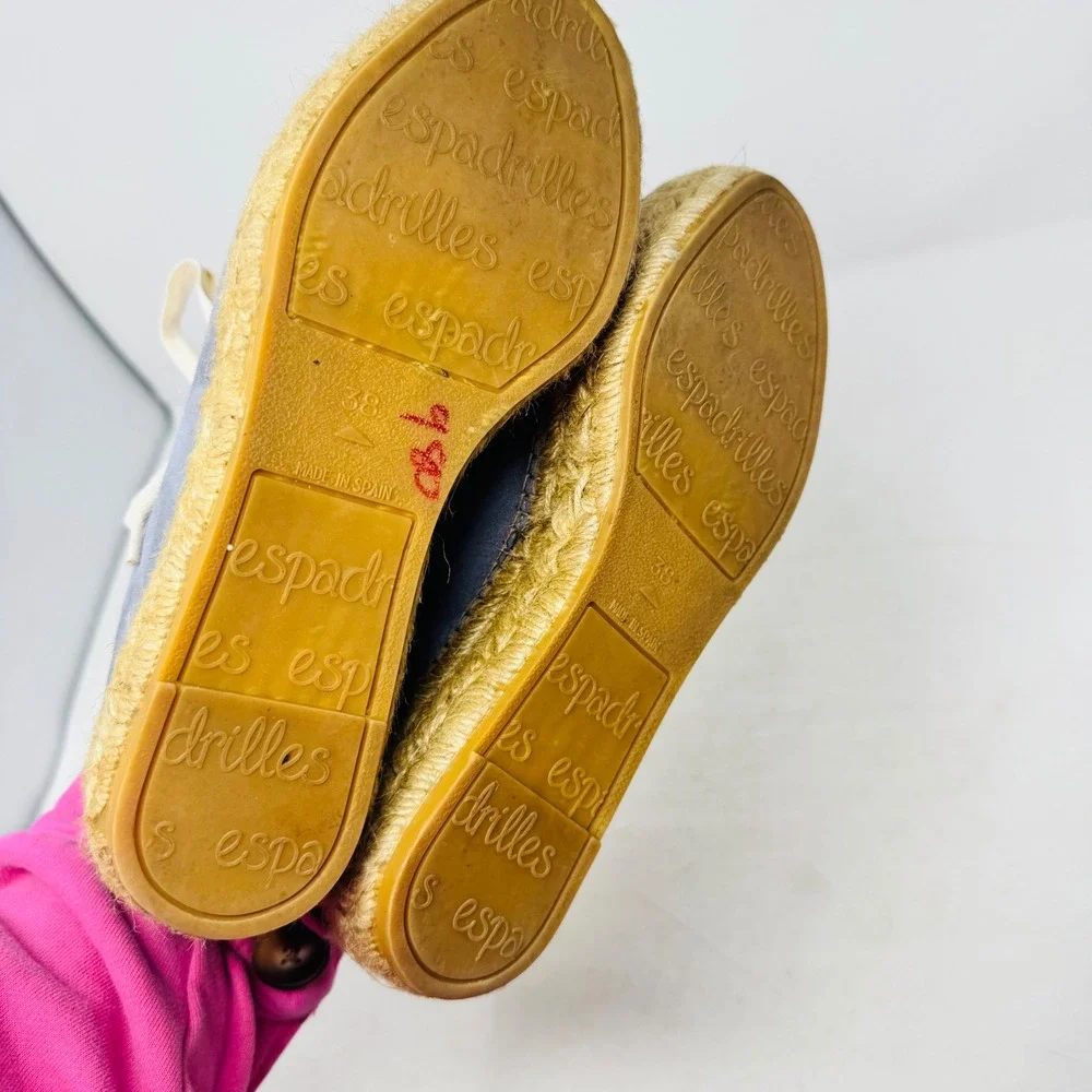 Eric‎ Michael Blue Suede Espadrille Sneakers EU 38 Platform Spain Boho Coastal